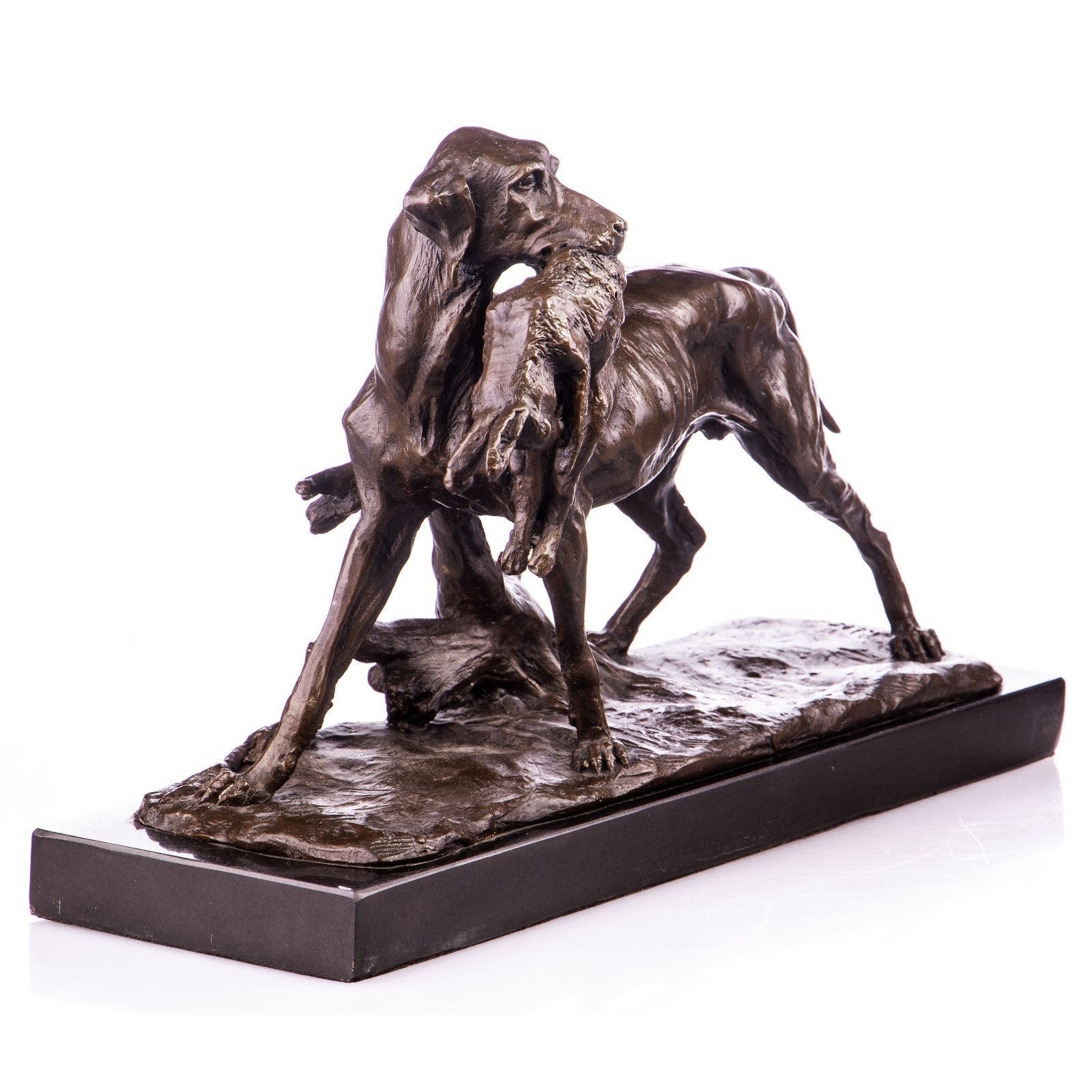 Bronze Hunting Dog with Hare | Animal Sculptures | Home Decor