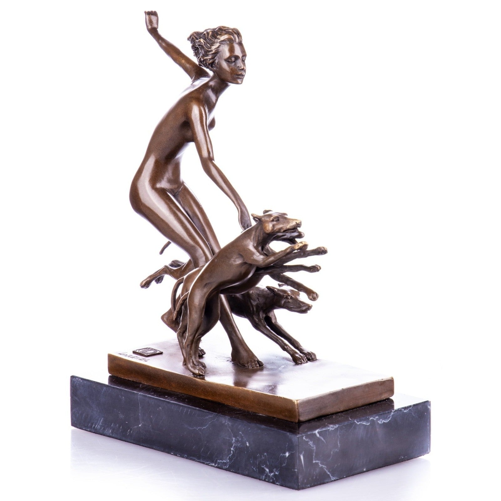 Bronze Lady with Greyhounds | Animal Sculptures | Home Decor