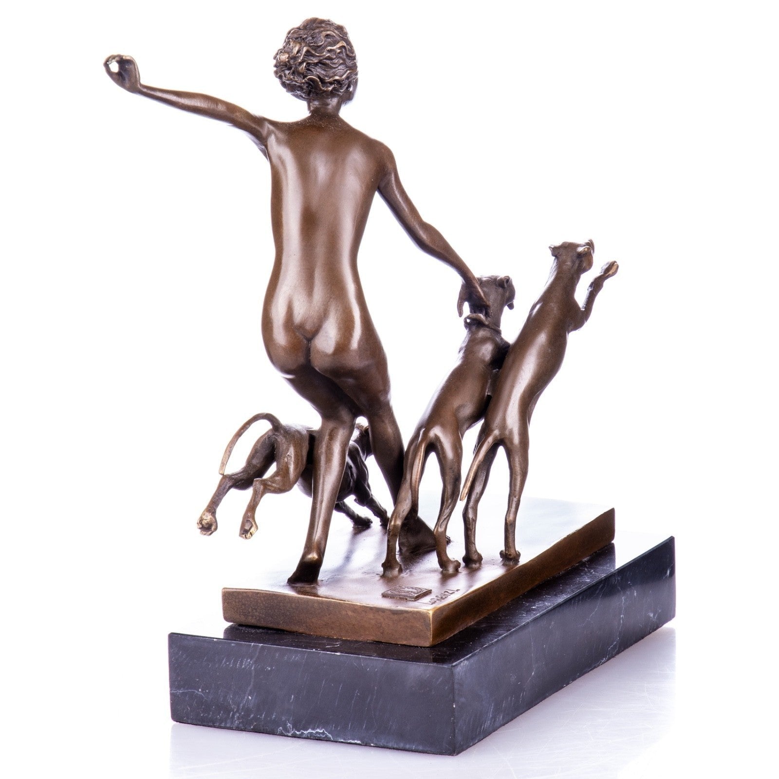Bronze Lady with Greyhounds | Animal Sculptures | Home Decor
