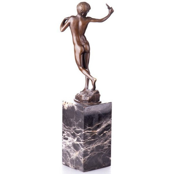 Bronze Nude Boy with Lizard Sculpture | Animal Sculptures