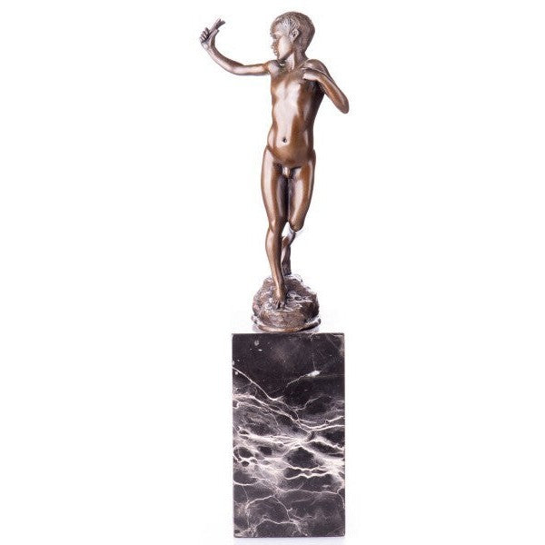 Bronze Nude Boy with Lizard Sculpture | Animal Sculptures