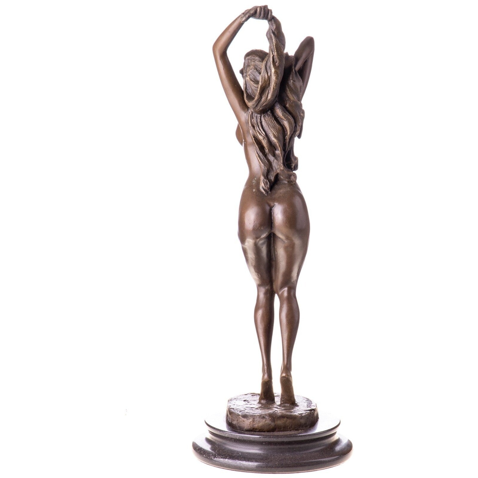 Bronze Nude Female Sculpture – Elegant Standing Woman Figure on Marble