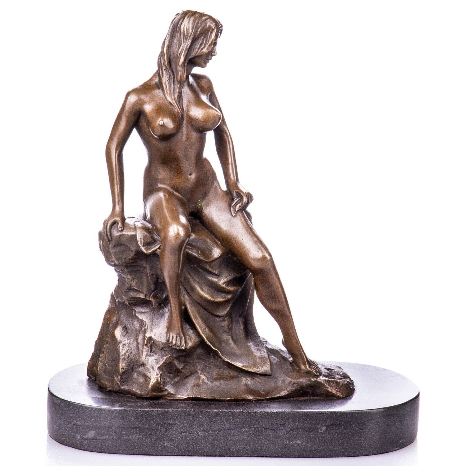 Bronze Nude Woman Sitting on Rock | Nude & Figurative Art