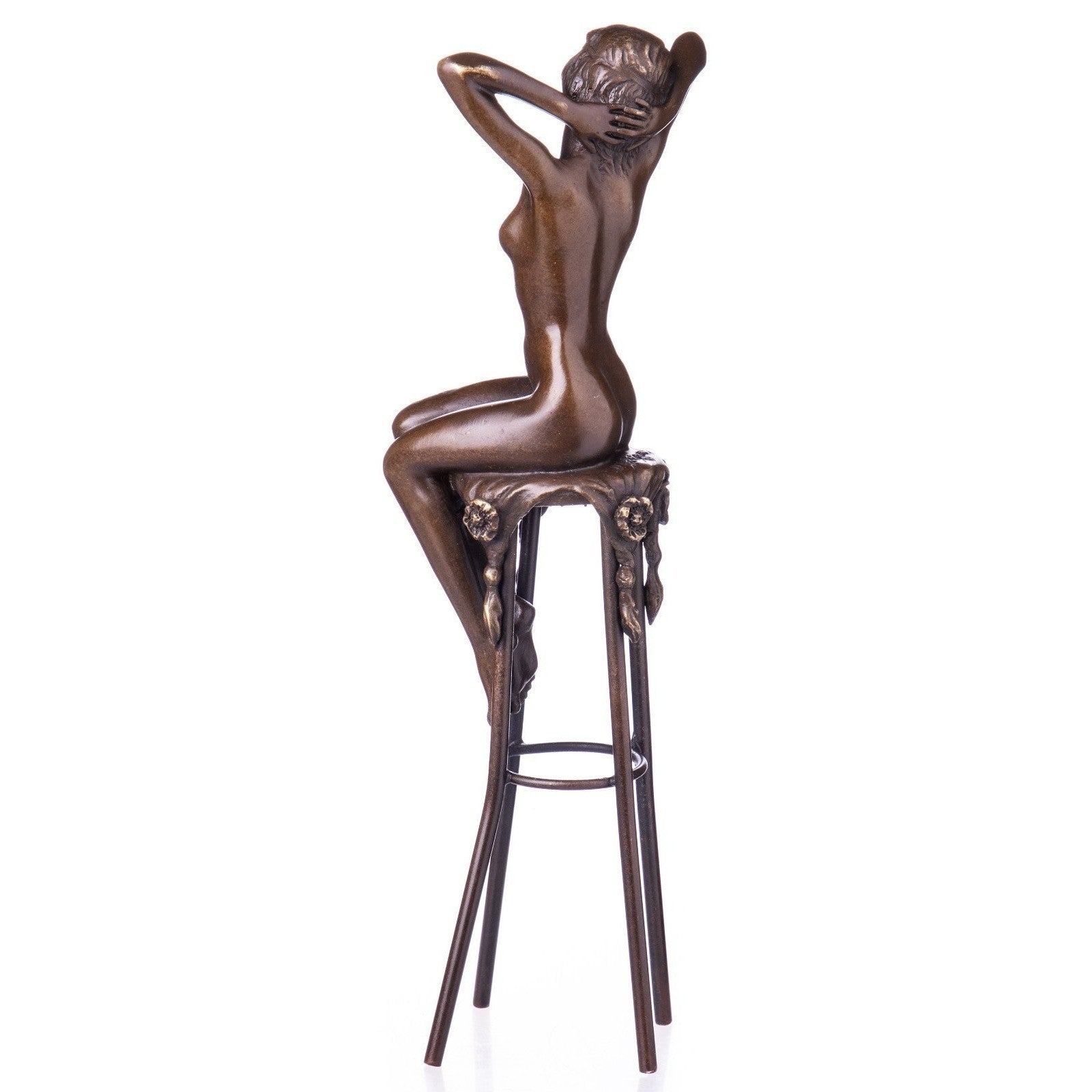 Bronze Nude Woman on Tall Stool | Nude & Figurative Art