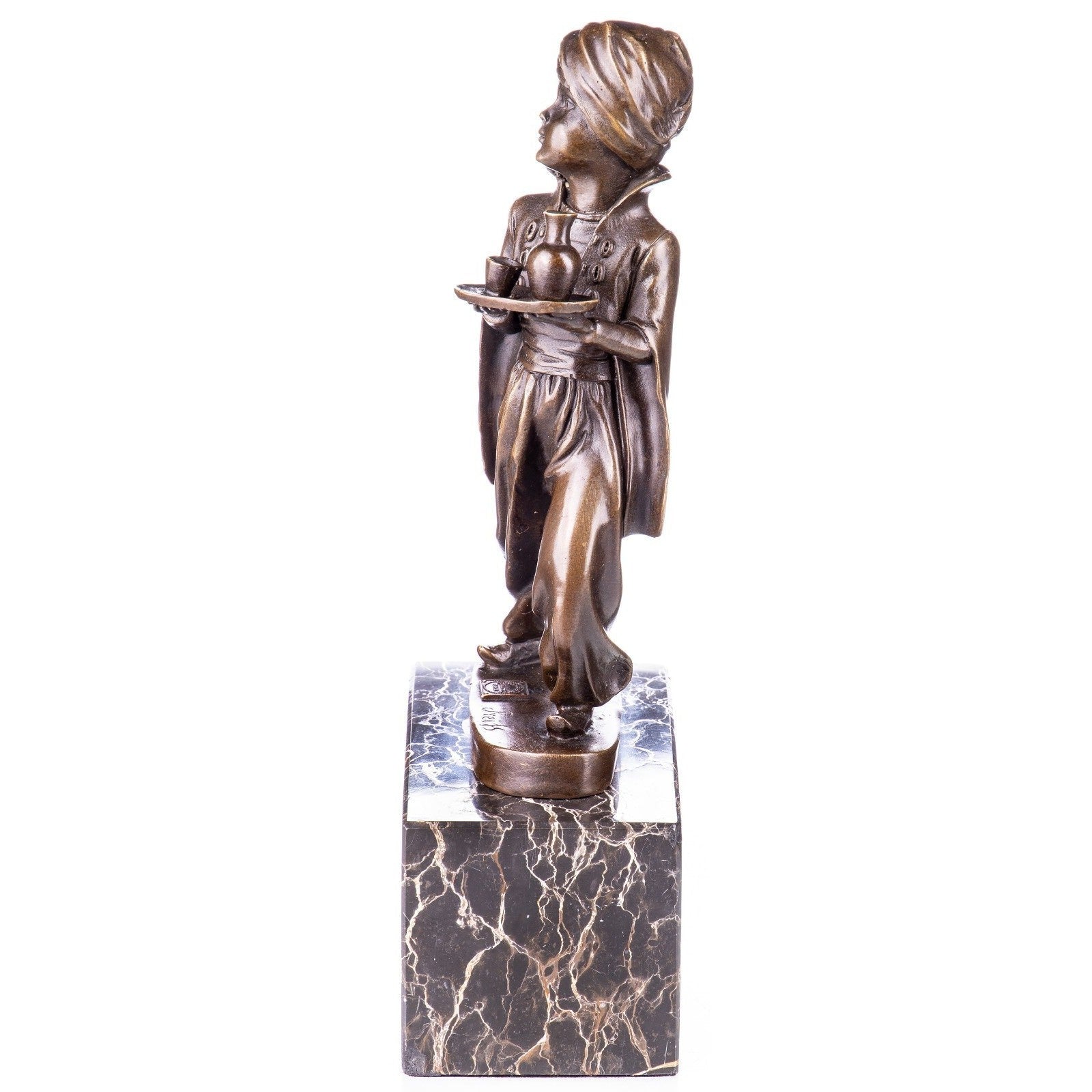 Bronze Oriental Water Bearer Boy Sculpture | Figurines & Statues