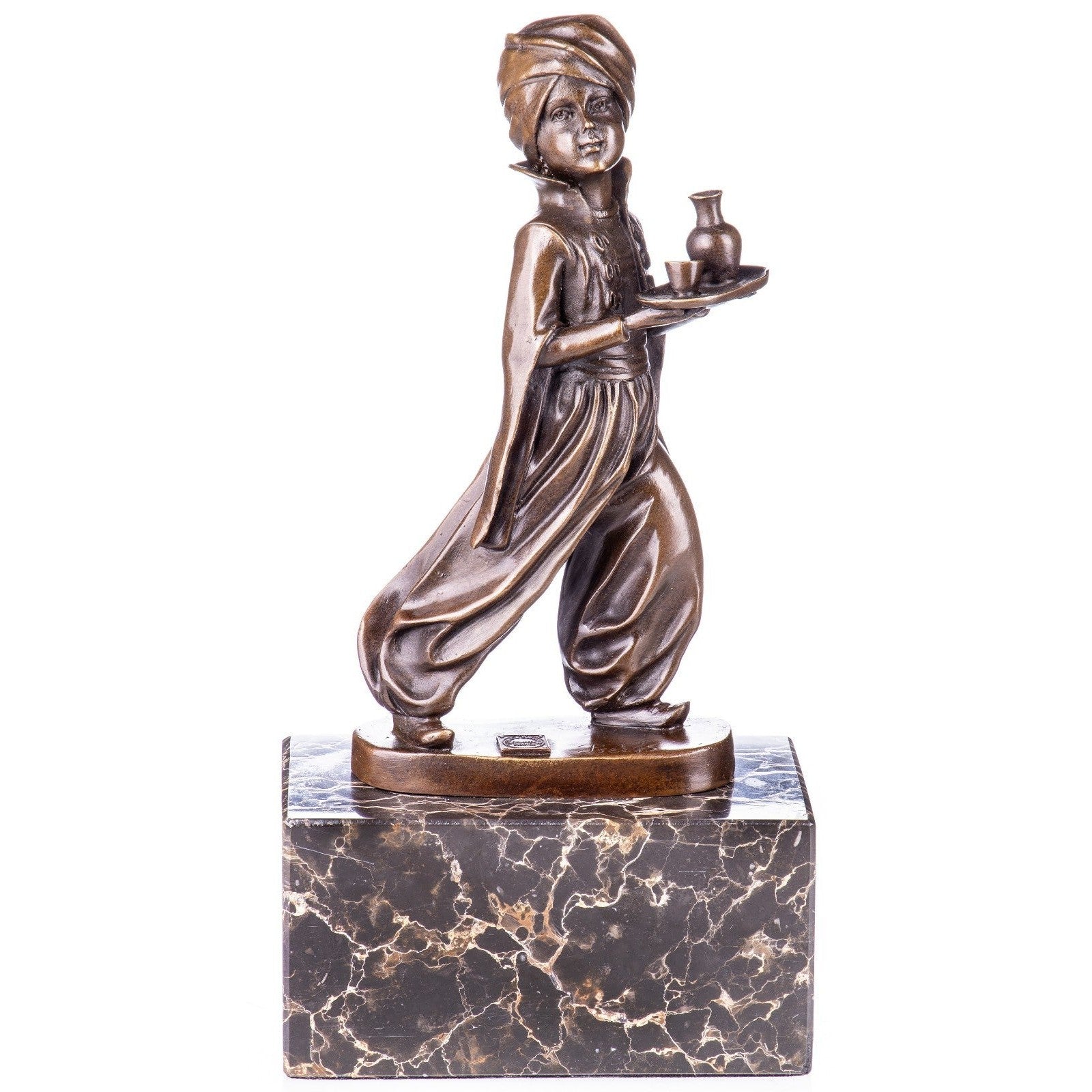Bronze Oriental Water Bearer Boy Sculpture | Figurines & Statues