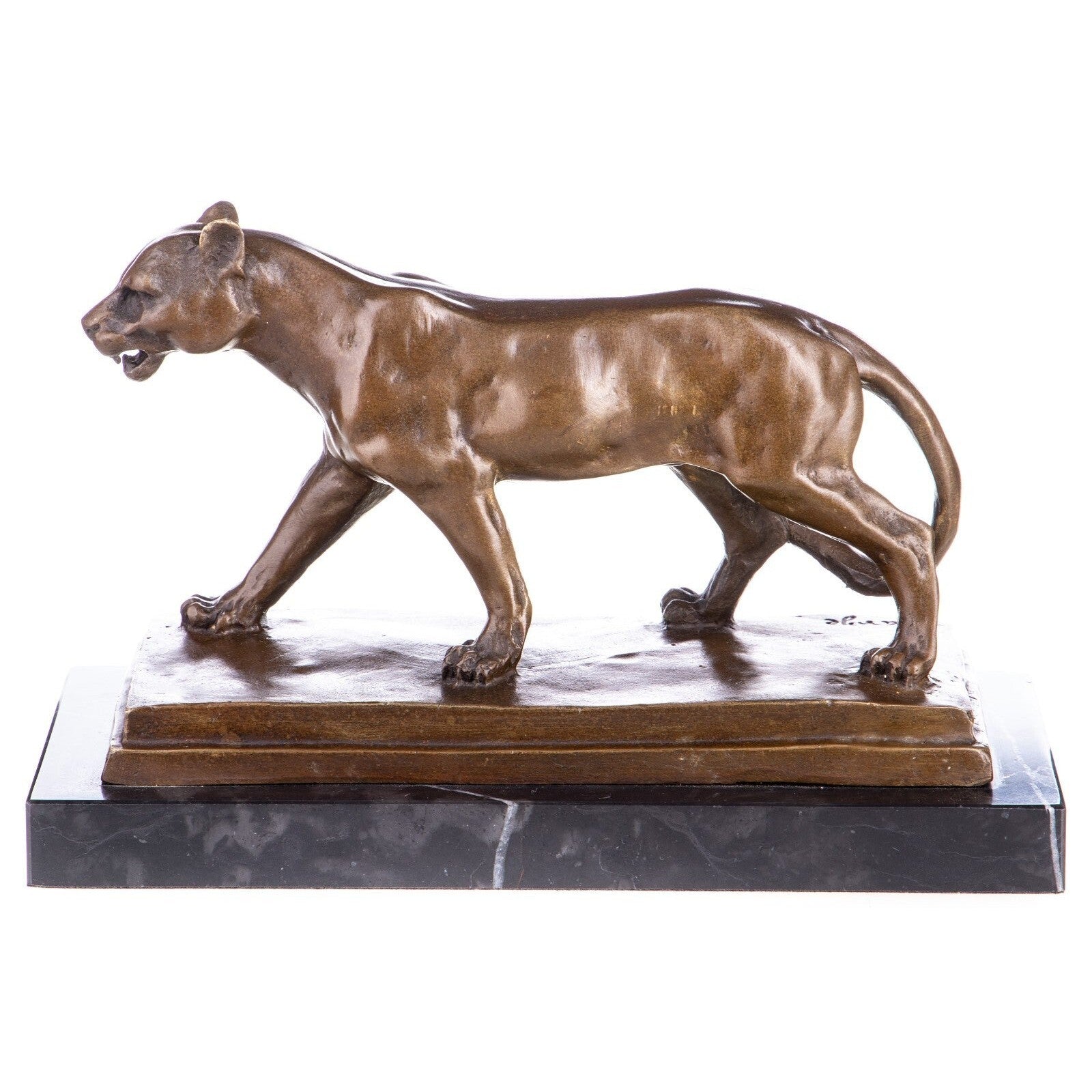 Bronze Panther Sculpture on Marble Base | Animal Sculptures