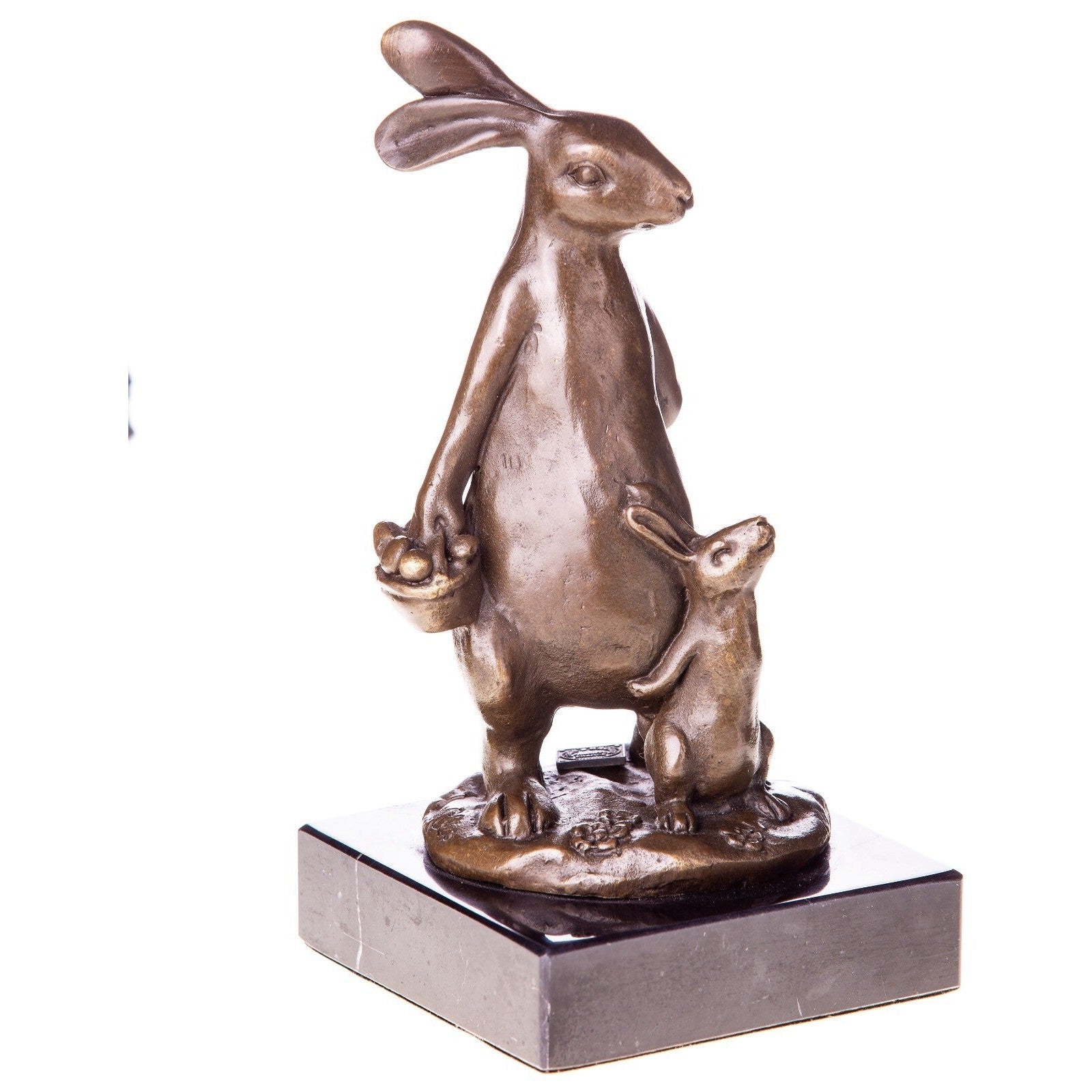 Bronze Rabbit Mother and Baby Sculpture | Animal Sculptures