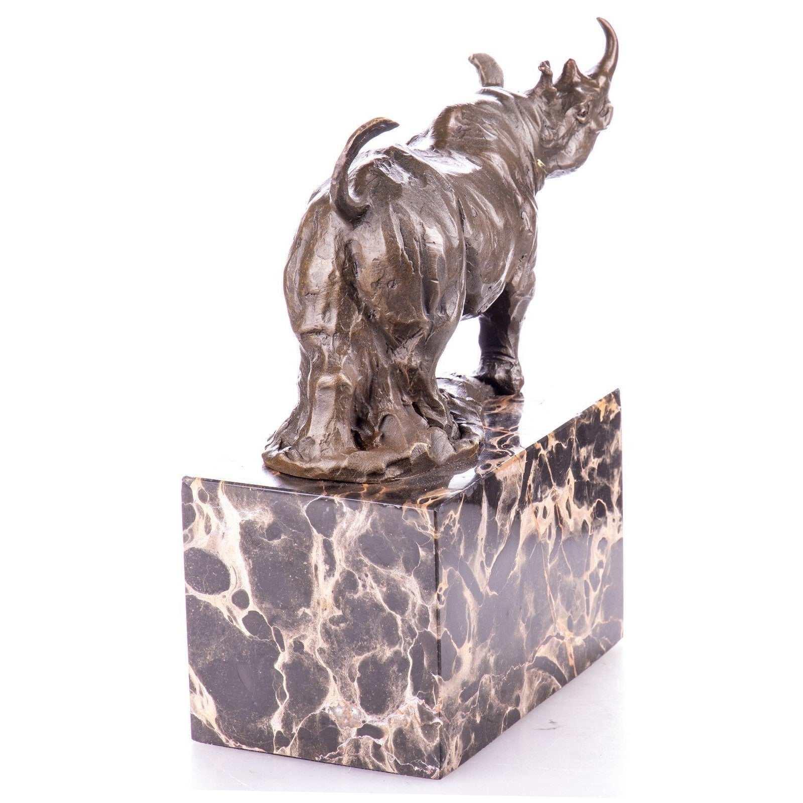 Bronze Rhinoceros Sculpture on Marble Base | Animal Sculptures