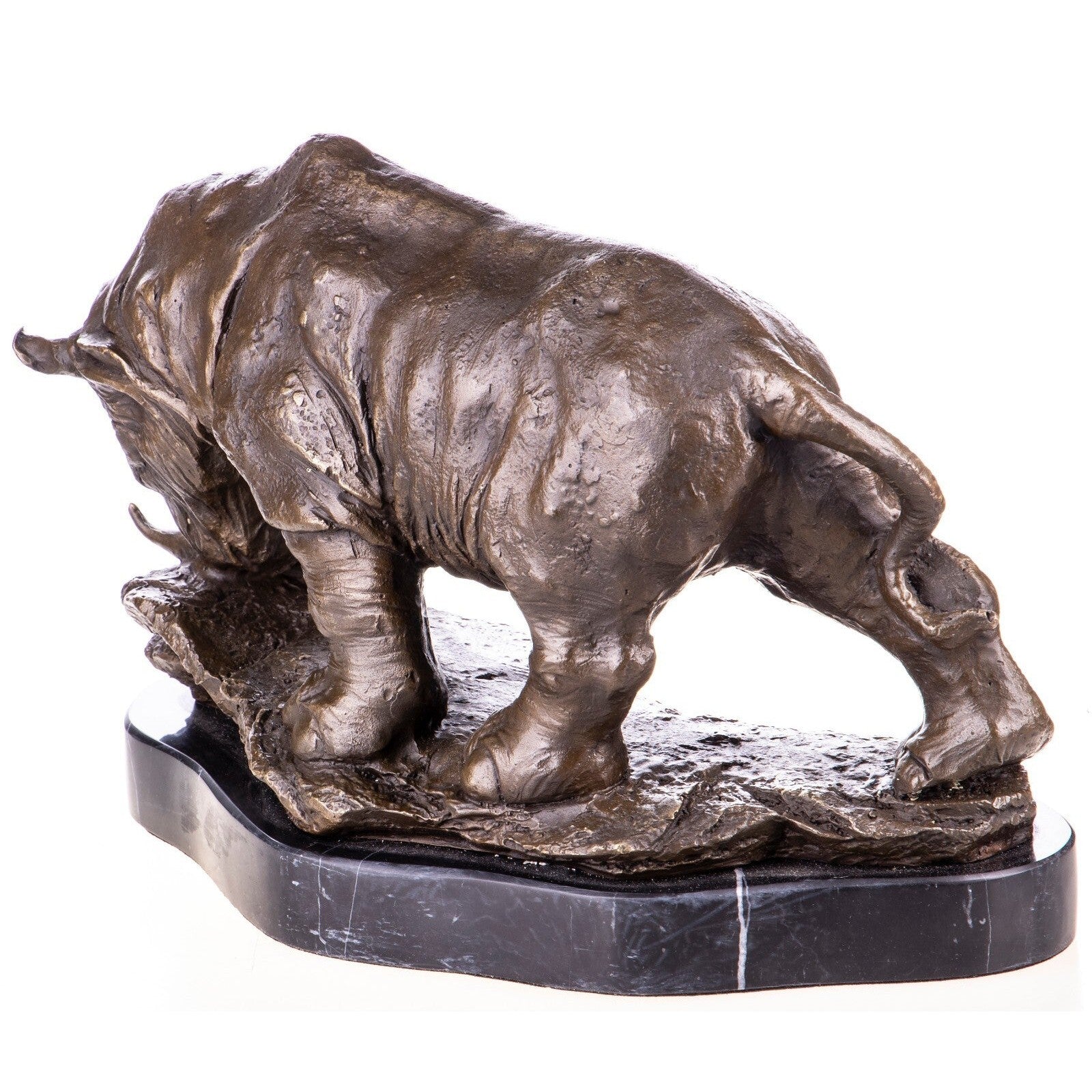 Bronze Rhinoceros Sculpture on Marble Base | Animal Sculptures