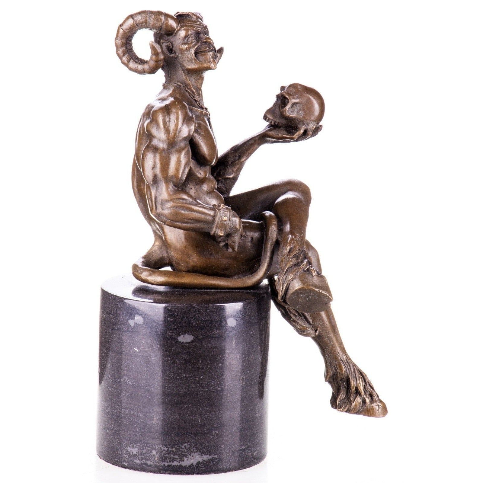Bronze Satyr Holding Skull | Figurines & Statues | Home Decor