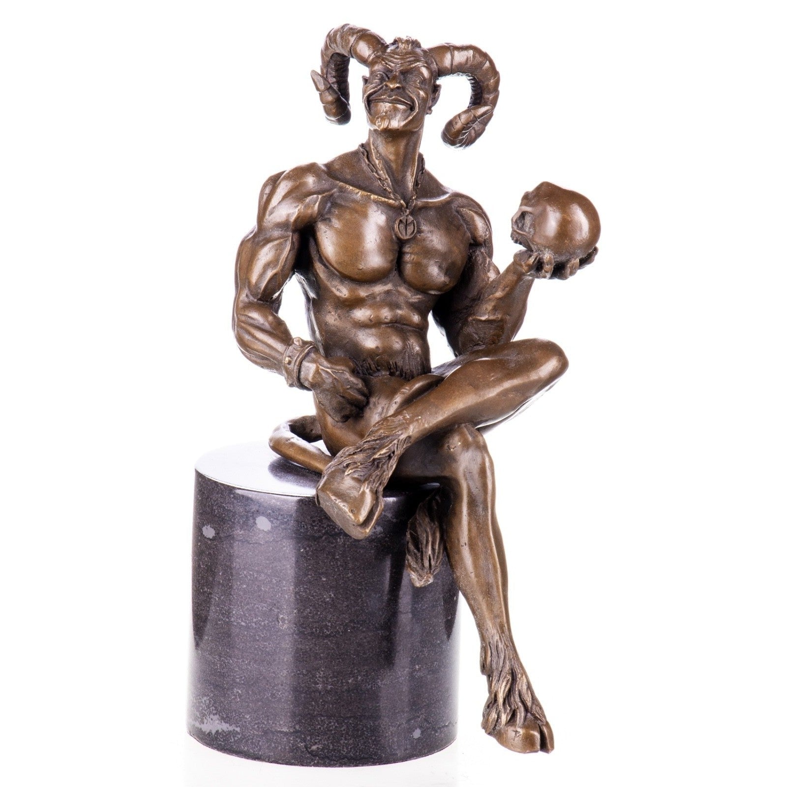 Bronze Satyr Holding Skull | Figurines & Statues | Home Decor