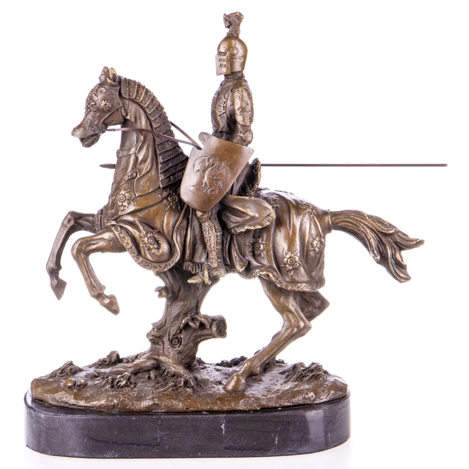 Bronze Sculpture – Medieval Knight on Horseback | Figurines & Statues
