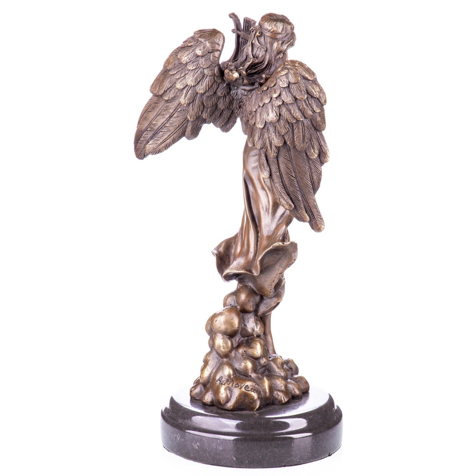 Bronze Sculpture of Angel with Lyre | Mythology & Deity Sculptures