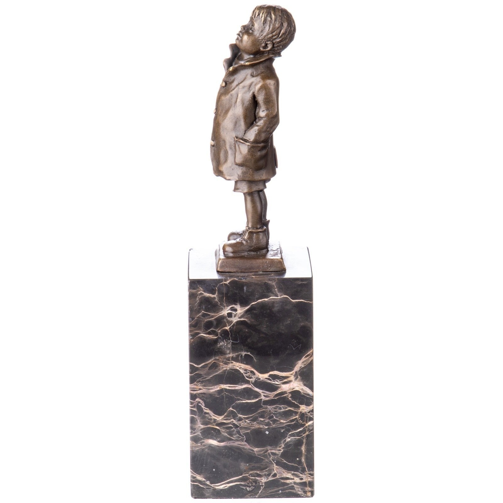 Bronze Sculpture of Boy in Coat | Figurines & Statues | Home Decor