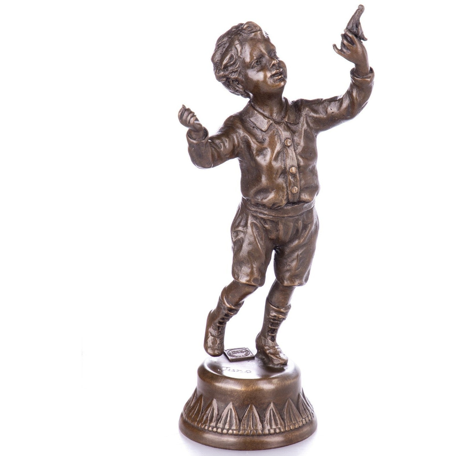Bronze Sculpture of Boy with Toy Airplane | Figurines & Statues