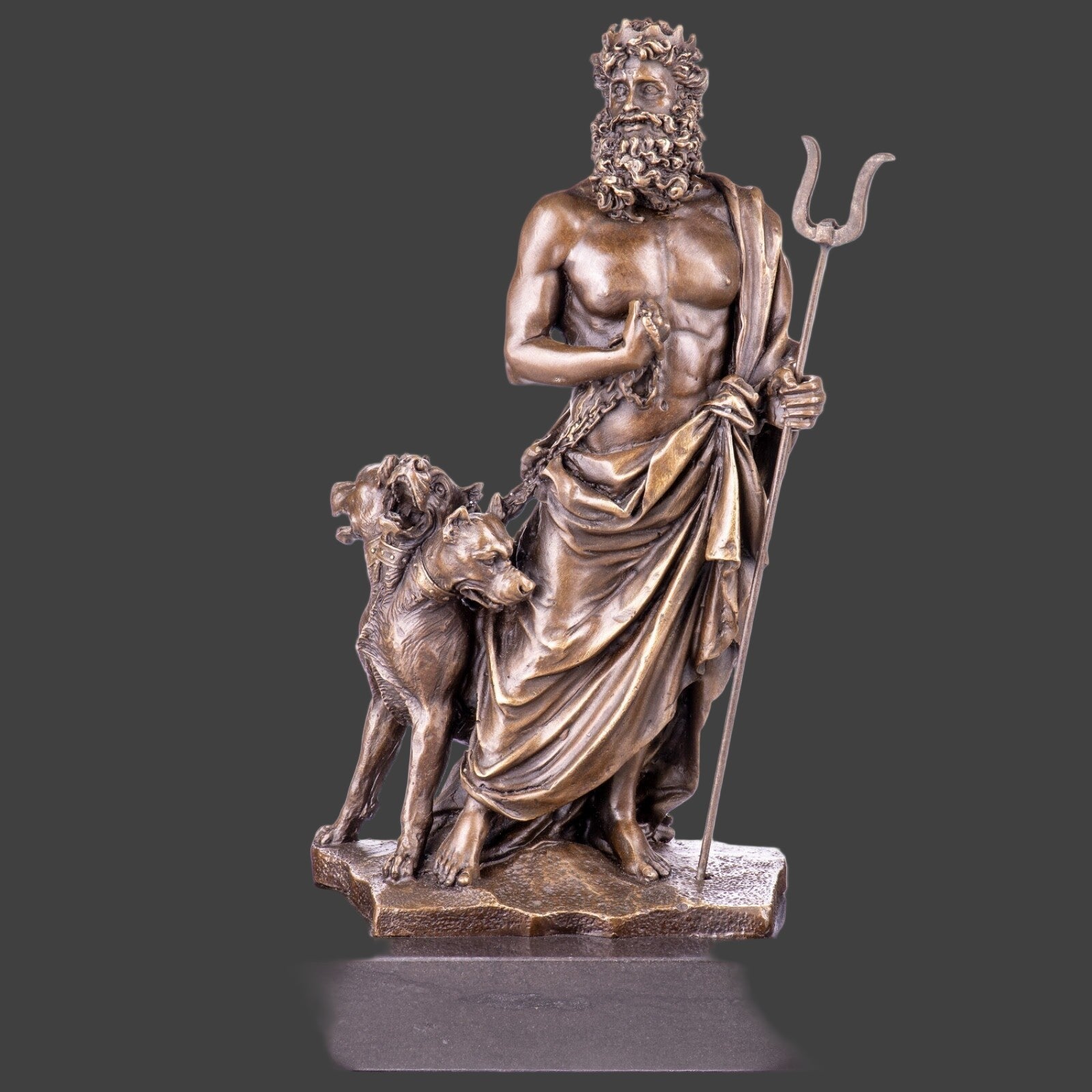 Bronze Sculpture of Hades with Cerberus | Mythology & Deity Sculptures