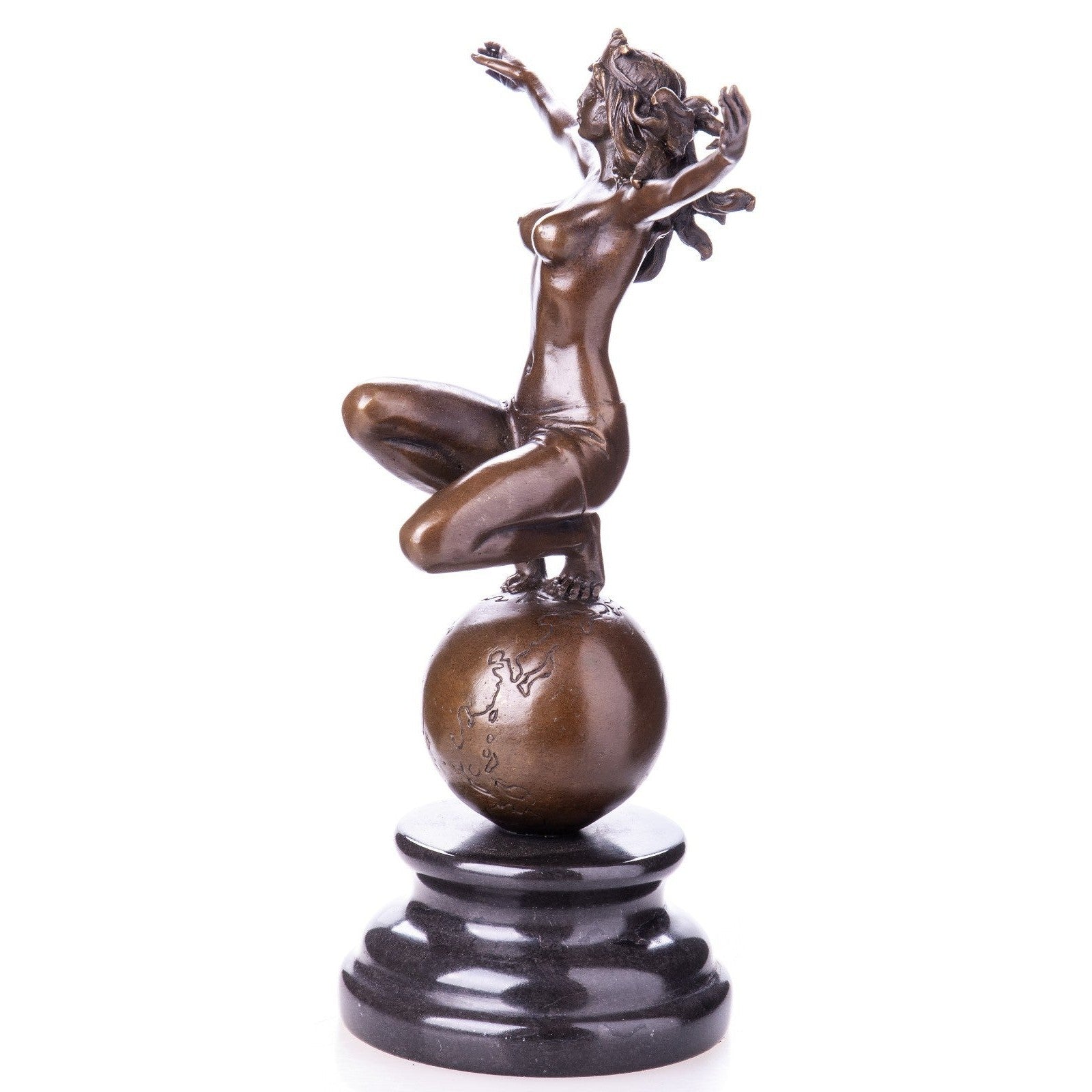 Bronze Sculpture of Liberty Goddess on Globe, Mythology & Deity Sculpt