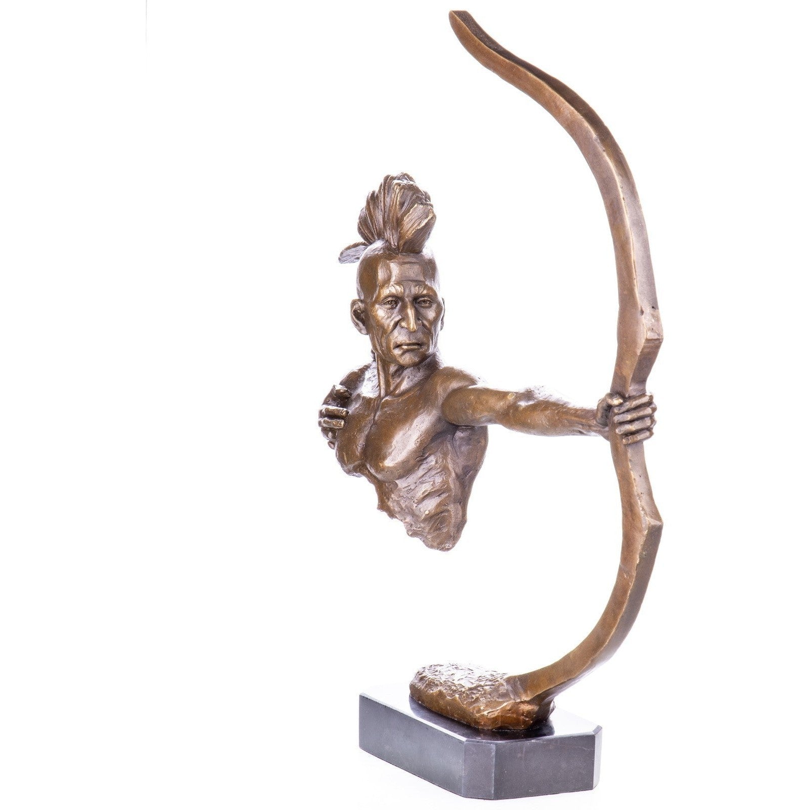 Bronze Sculpture of Native Warrior with Bow | Figurines & Statues