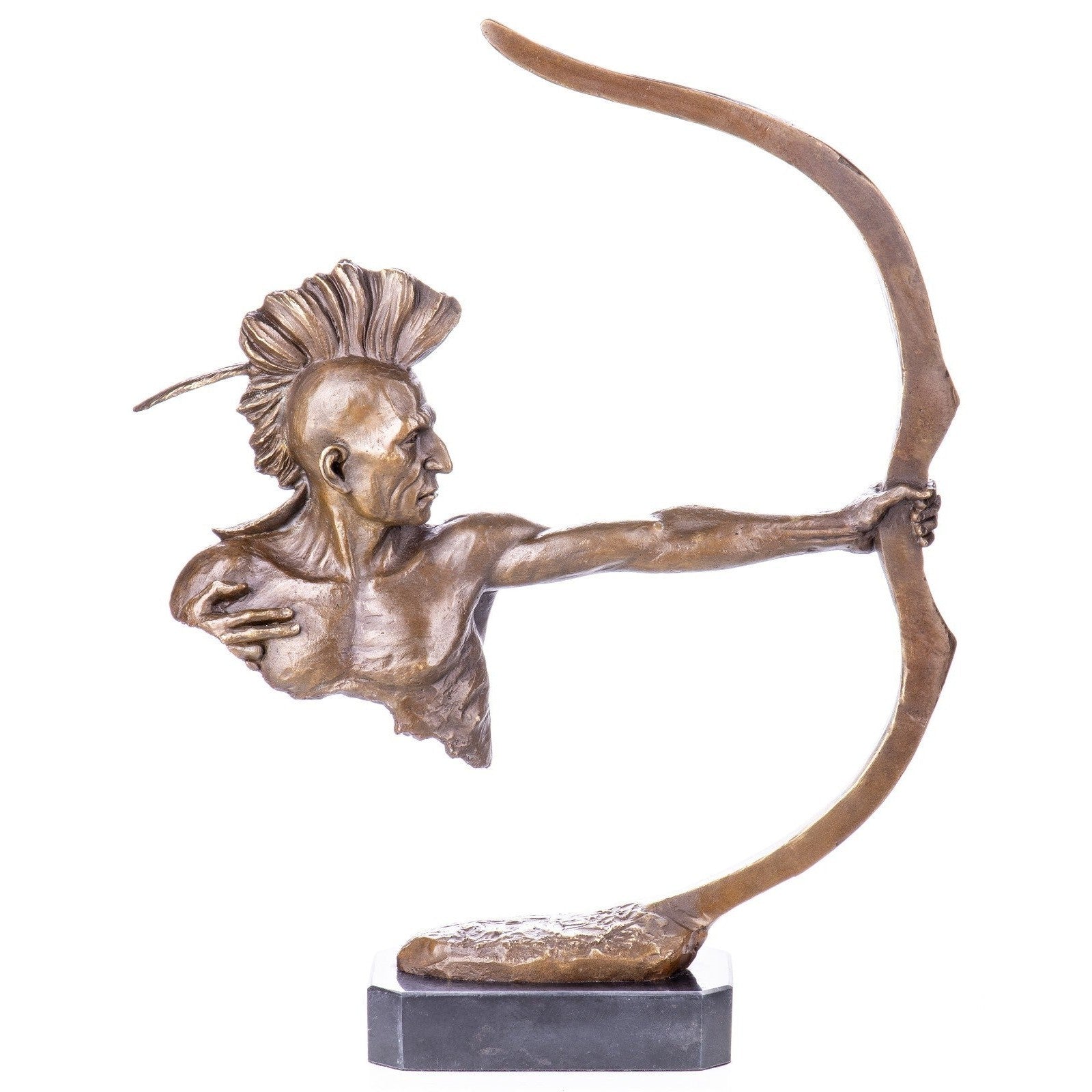 Bronze Sculpture of Native Warrior with Bow | Figurines & Statues