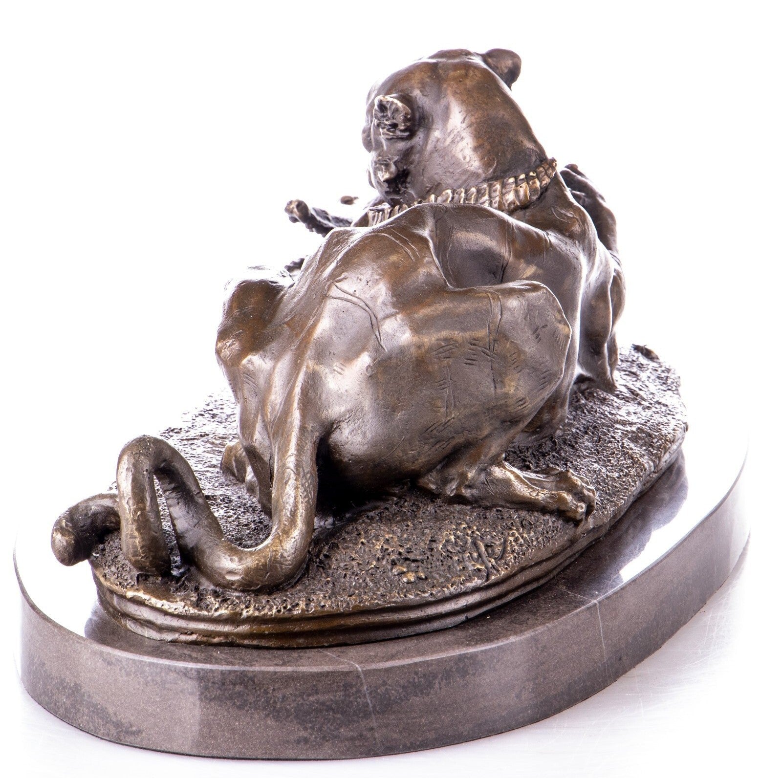Bronze Sculpture of Panther vs. Crocodile | Animal Sculptures