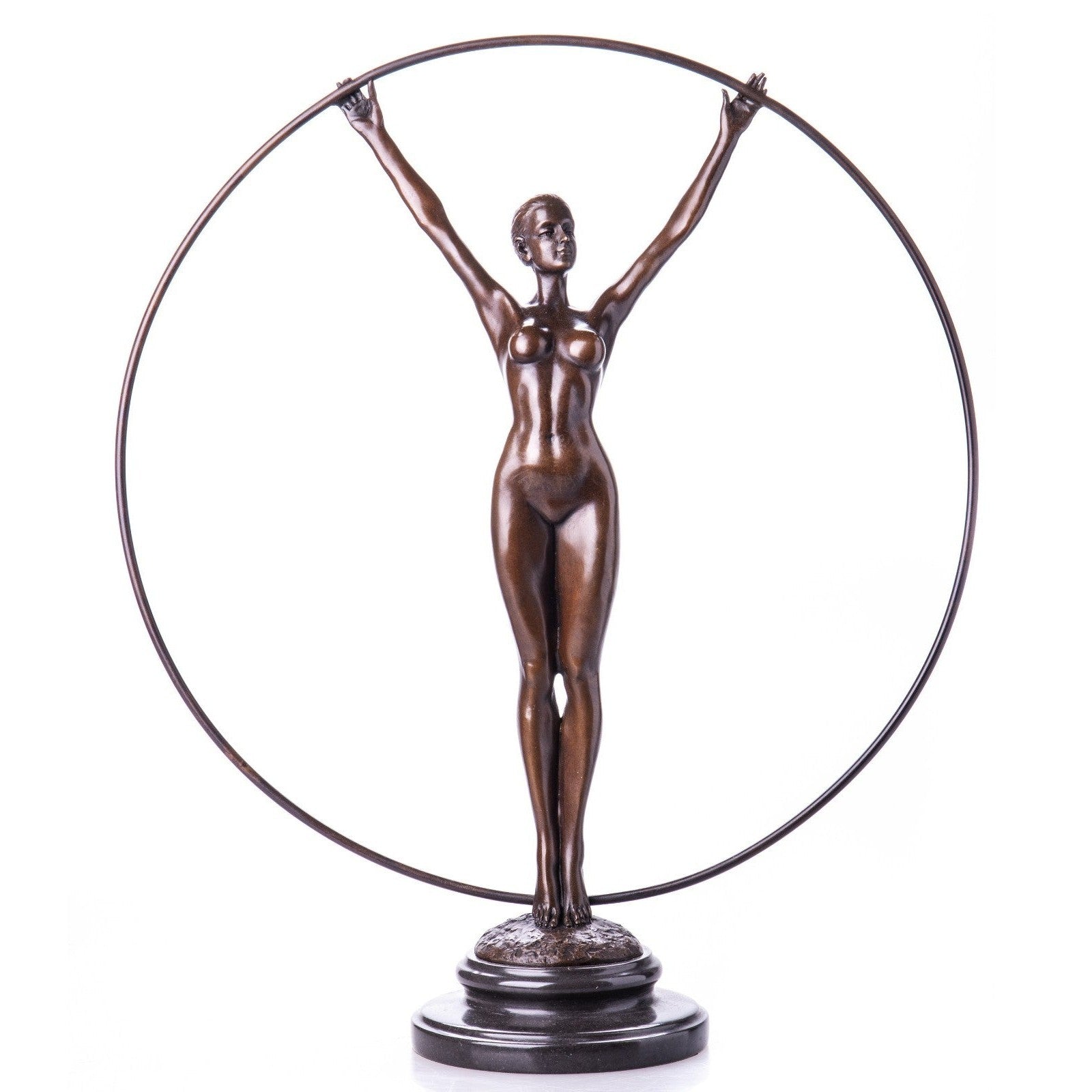 Bronze Sculpture of Standing Nude Woman in Ring, Nude & Figurative Art