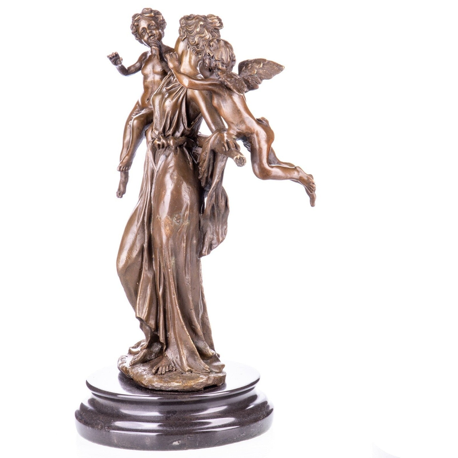 Bronze Sculpture of Woman with Two Cupids, Mythology & Deity Sculpture