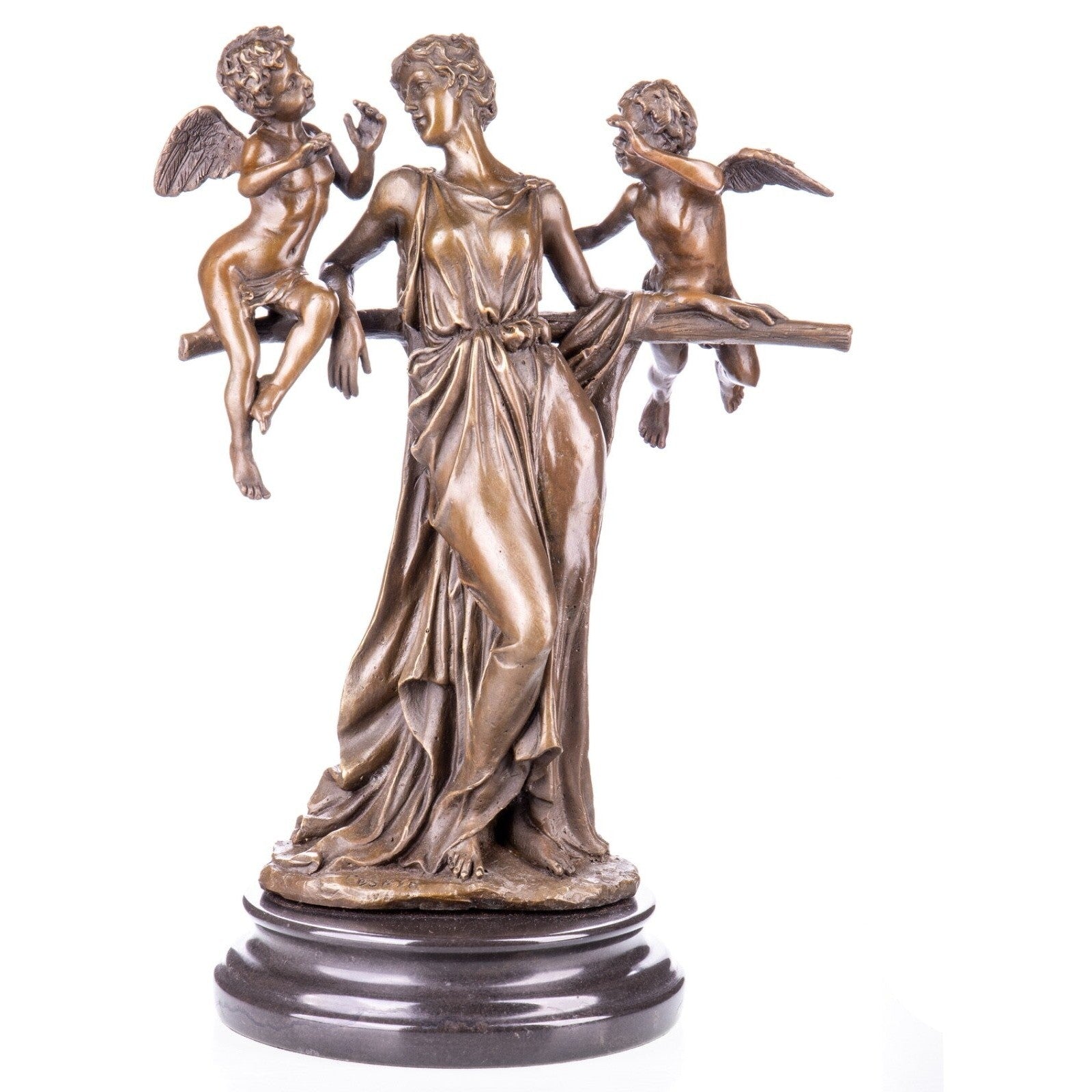 Bronze Sculpture of Woman with Two Cupids, Mythology & Deity Sculpture