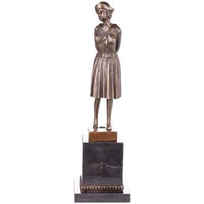 Bronze Sculpture of Young Girl in Sailor Dress | Figurines & Statues