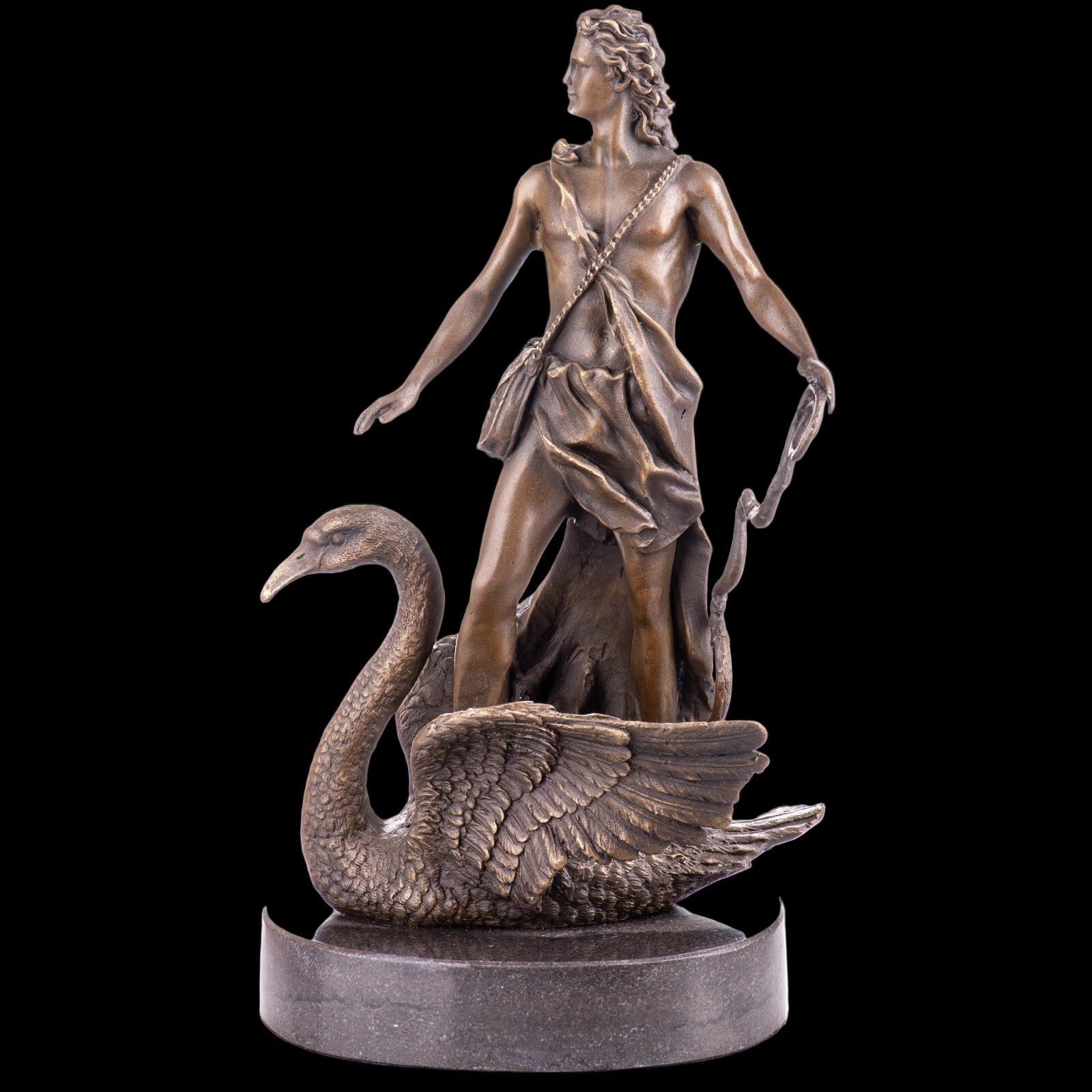 Bronze Sculpture of a Apollo with Swan | Animal Sculptures