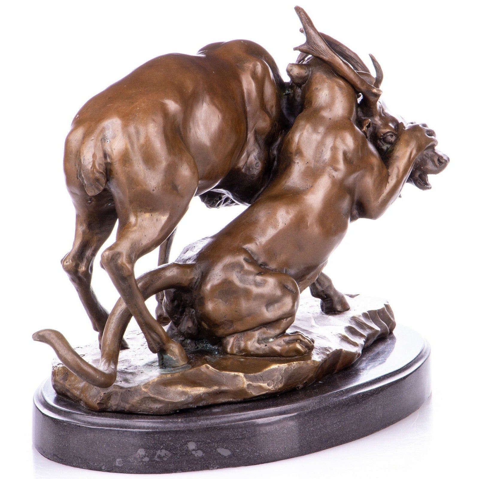 Bronze Sculpture of a Puma Attacking an Elk | Animal Sculptures