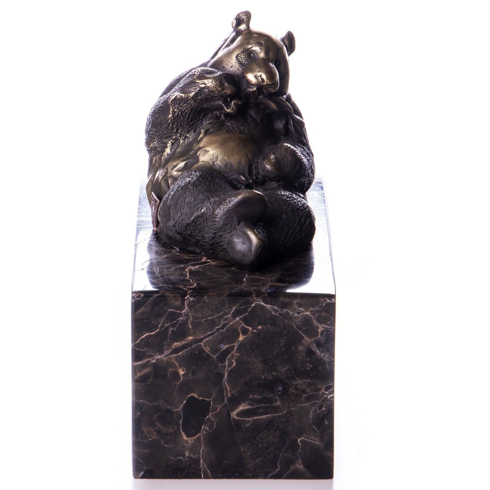 Bronze Sculpture of a Relaxed Panda Eating Bamboo, Figurines & Statues