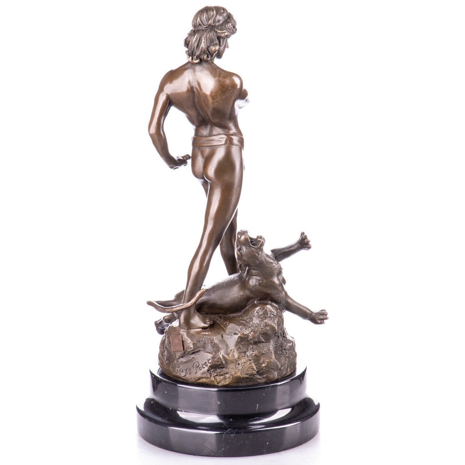 Bronze Sculpture of a Warrior with Panther | Animal Sculptures