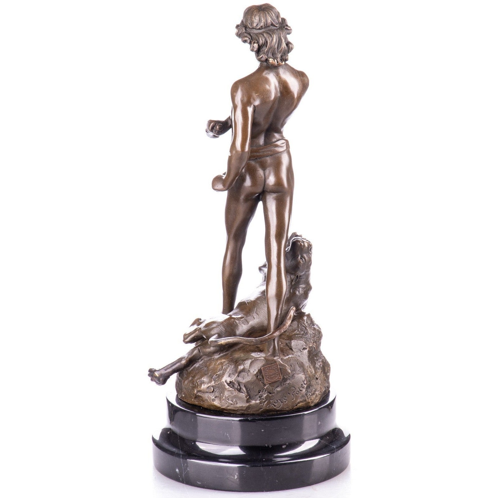 Bronze Sculpture of a Warrior with Panther | Animal Sculptures