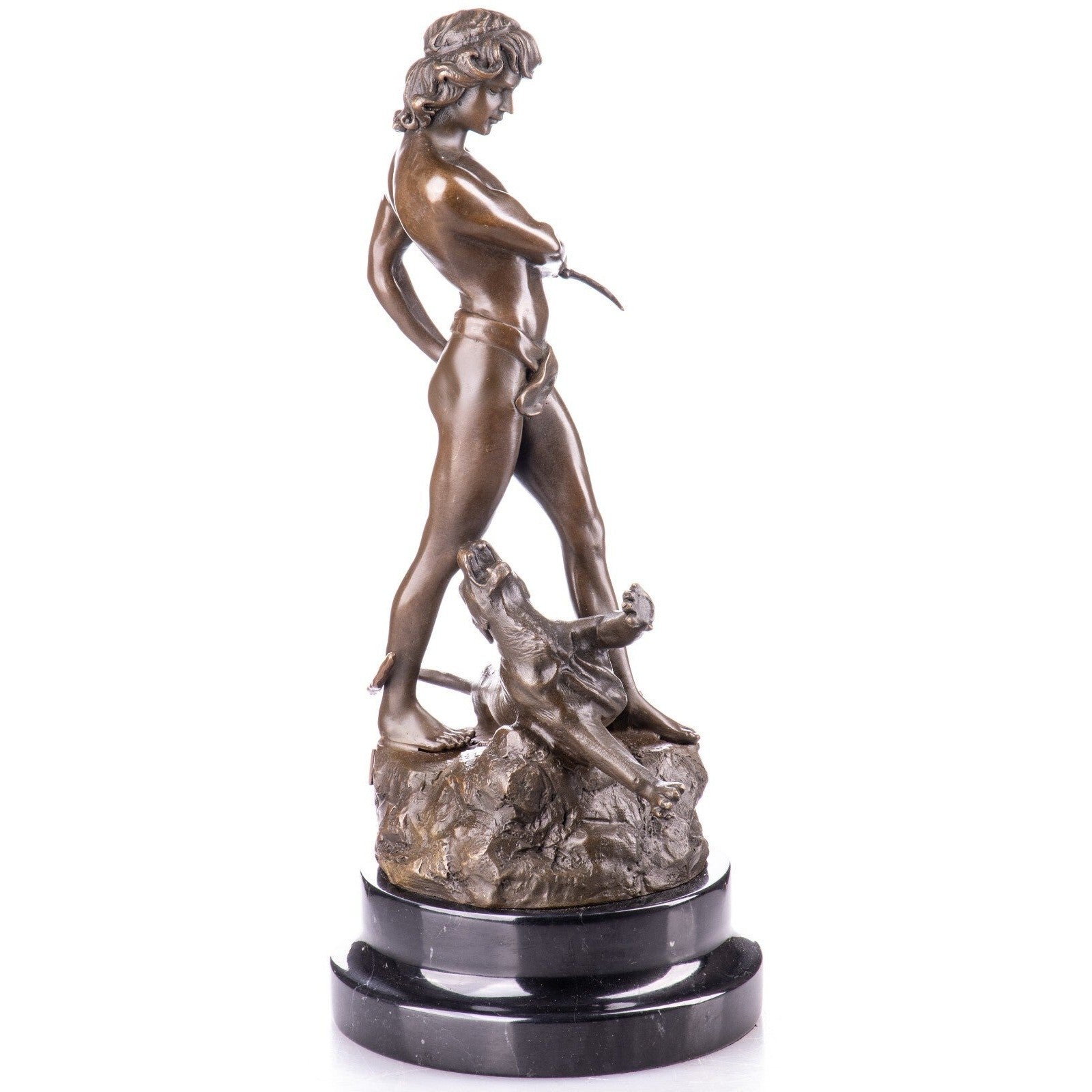 Bronze Sculpture of a Warrior with Panther | Animal Sculptures