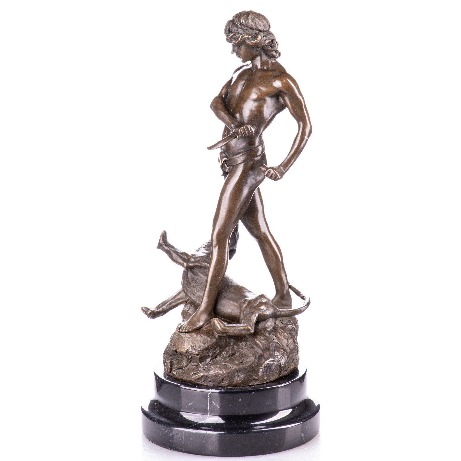 Bronze Sculpture of a Warrior with Panther | Animal Sculptures
