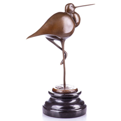 Bronze Shorebird Sculpture on Marble Base | Animal Sculptures