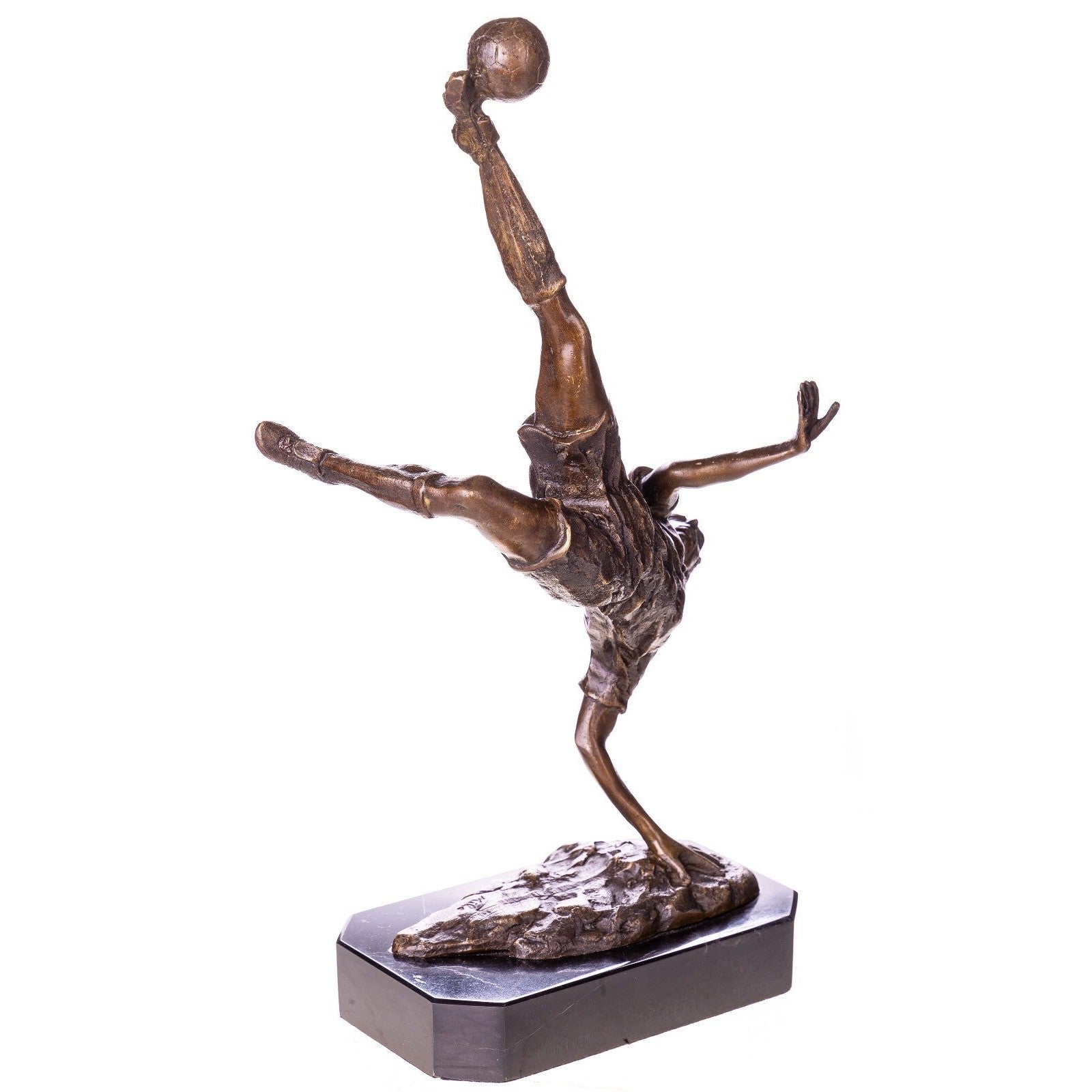 Bronze Soccer Player Bicycle Kick Sculpture | Figurines & Statues
