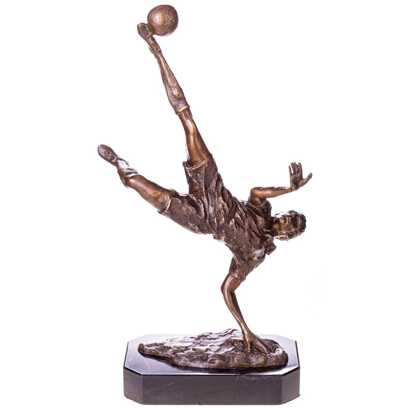Bronze Soccer Player Bicycle Kick Sculpture | Figurines & Statues