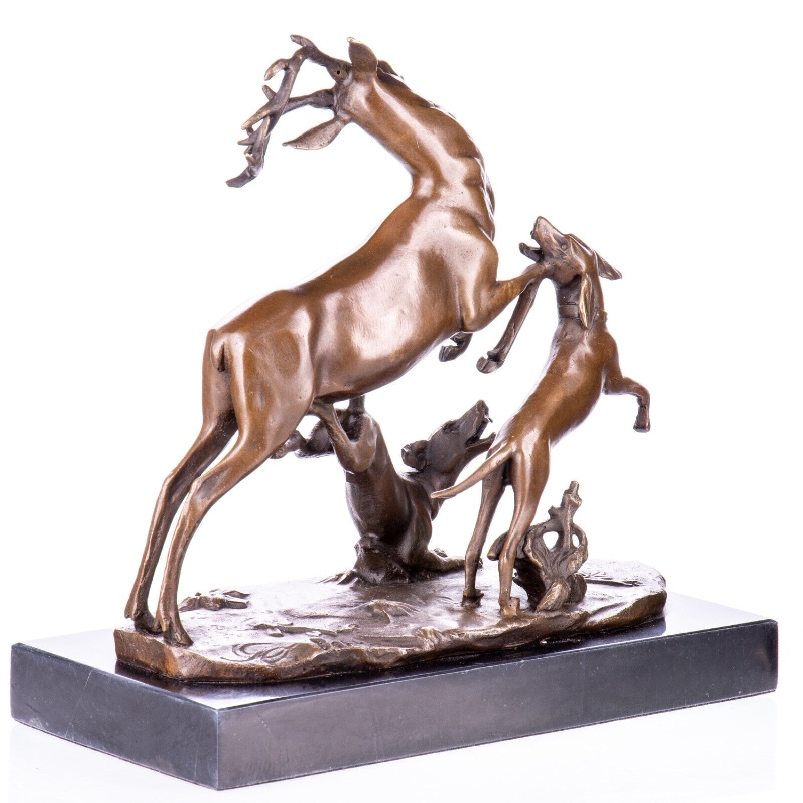 Bronze Stag and Hounds Sculpture | Animal Sculptures | Home Decor