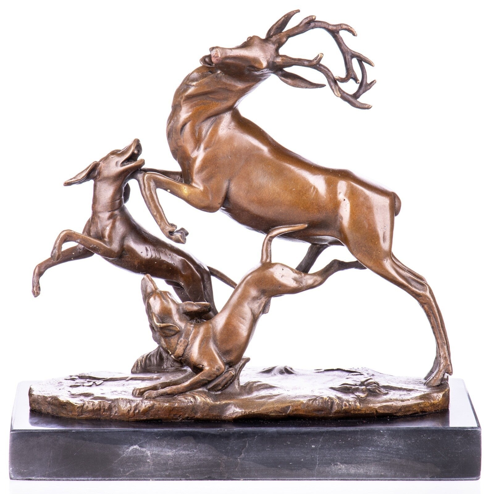 Bronze Stag and Hounds Sculpture | Animal Sculptures | Home Decor