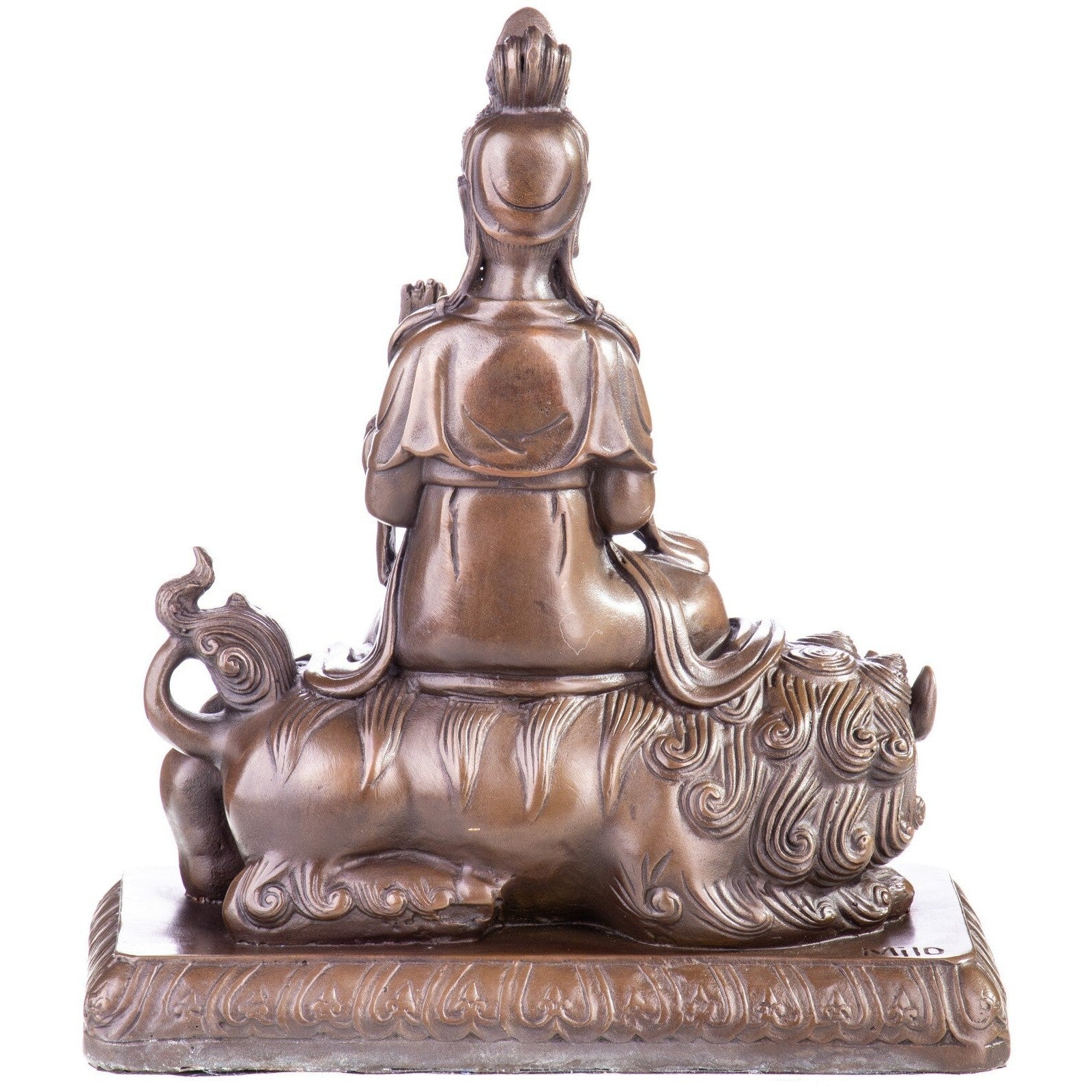 Bronze Statue of Guanyin on Fu Lion | Mythology & Deity Sculptures