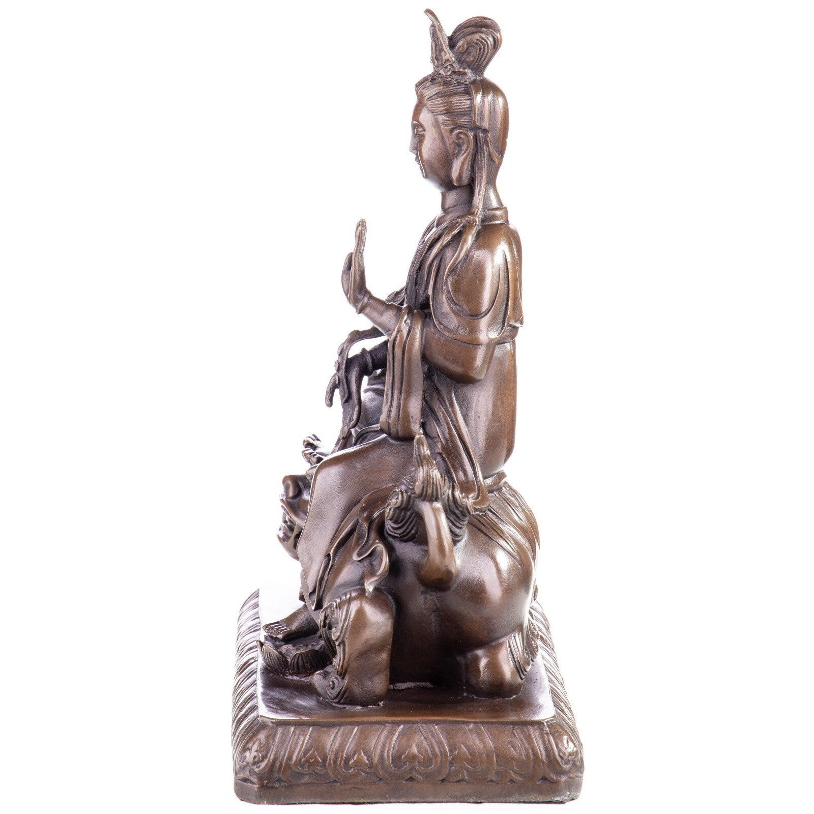 Bronze Statue of Guanyin on Fu Lion | Mythology & Deity Sculptures