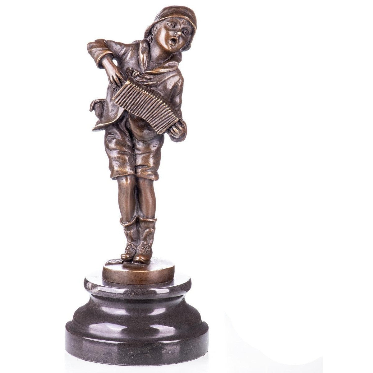 Bronze Statue of a Young Boy Playing the Accordion, Figurines & Statue