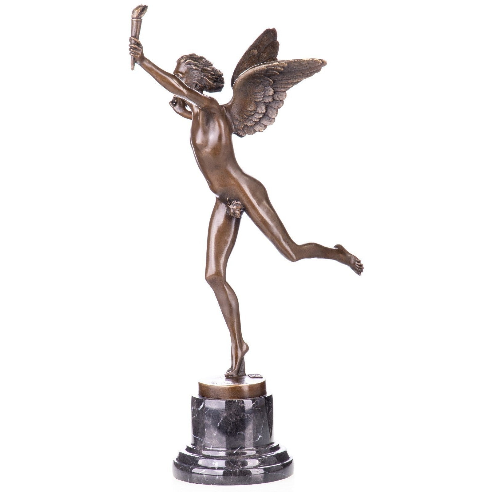 Bronze Winged Fairy Holding Torch | Mythology & Deity Sculptures