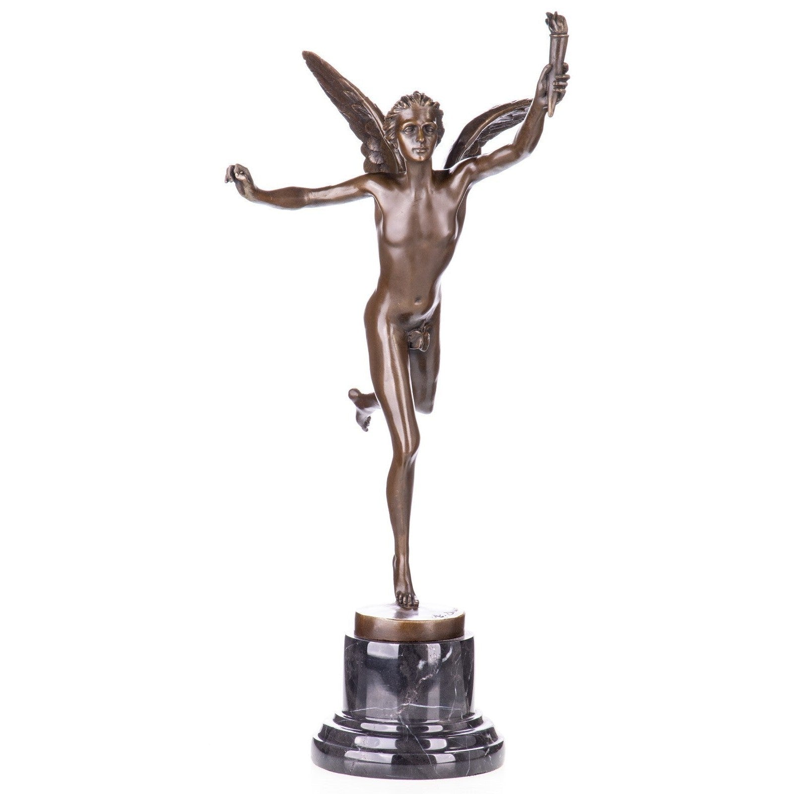 Bronze Winged Fairy Holding Torch | Mythology & Deity Sculptures
