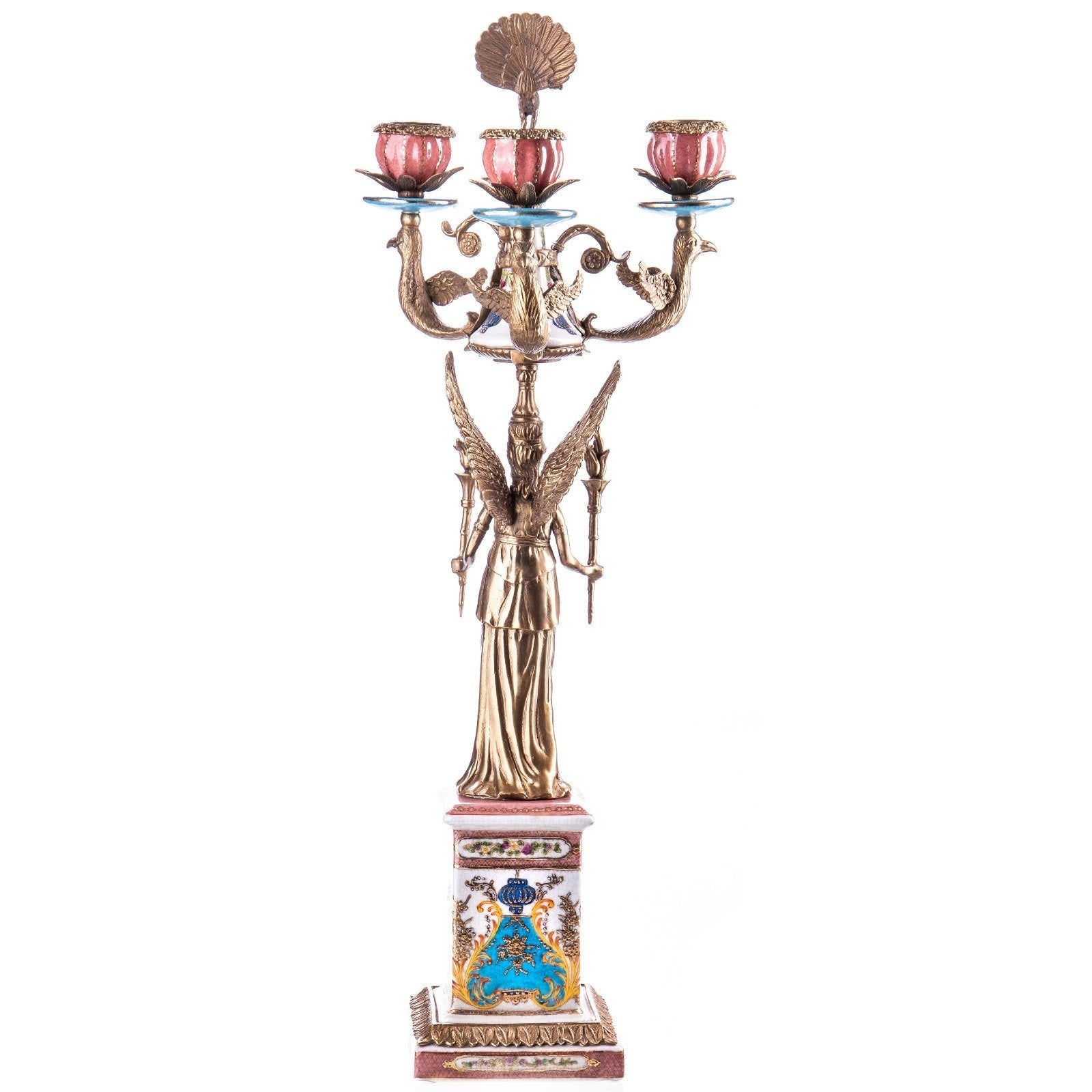 Peacock Candelabra Statue | Handcrafted Bronze Decor