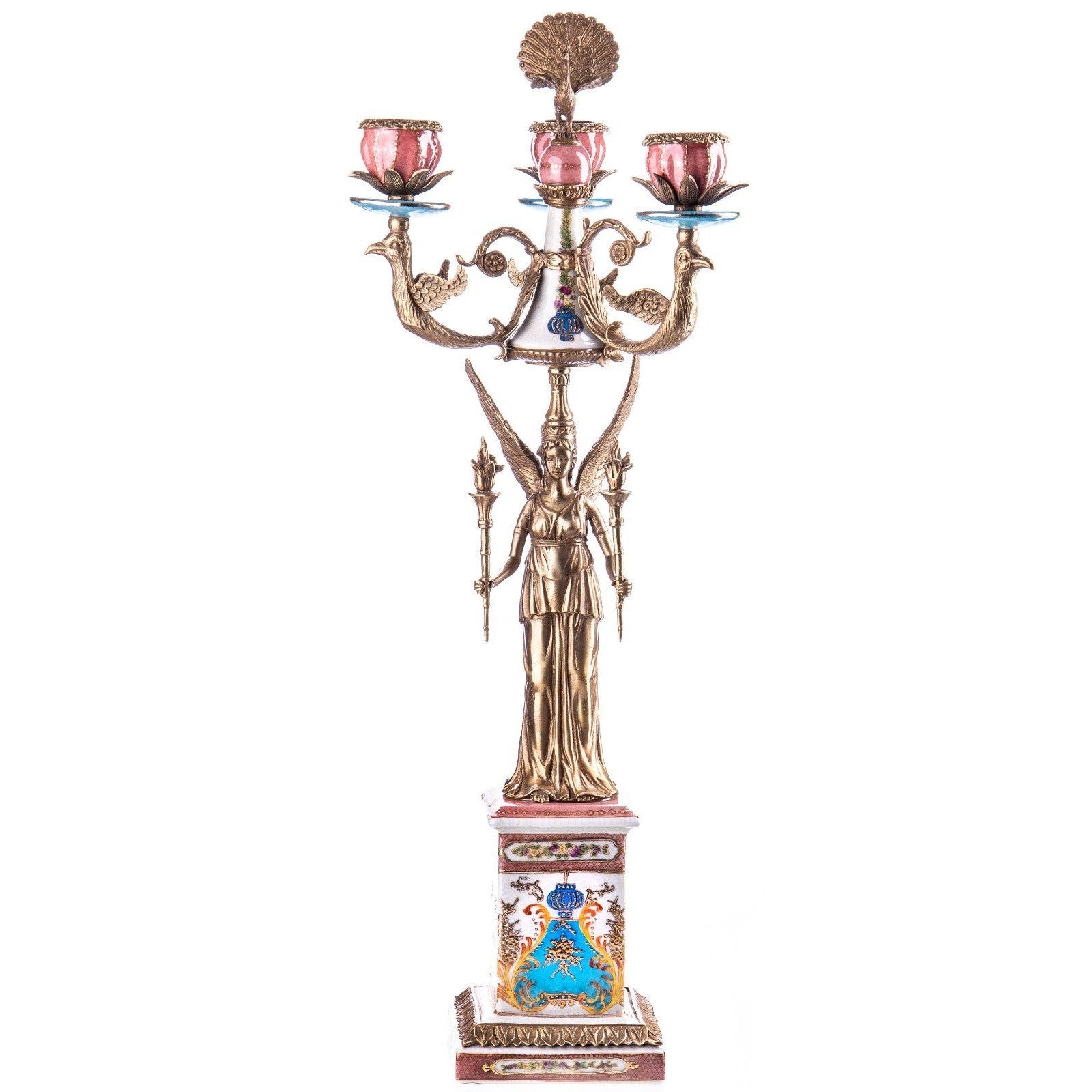 Peacock Candelabra Statue | Handcrafted Bronze Decor