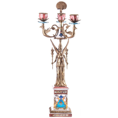 Peacock Candelabra Statue | Handcrafted Bronze Decor