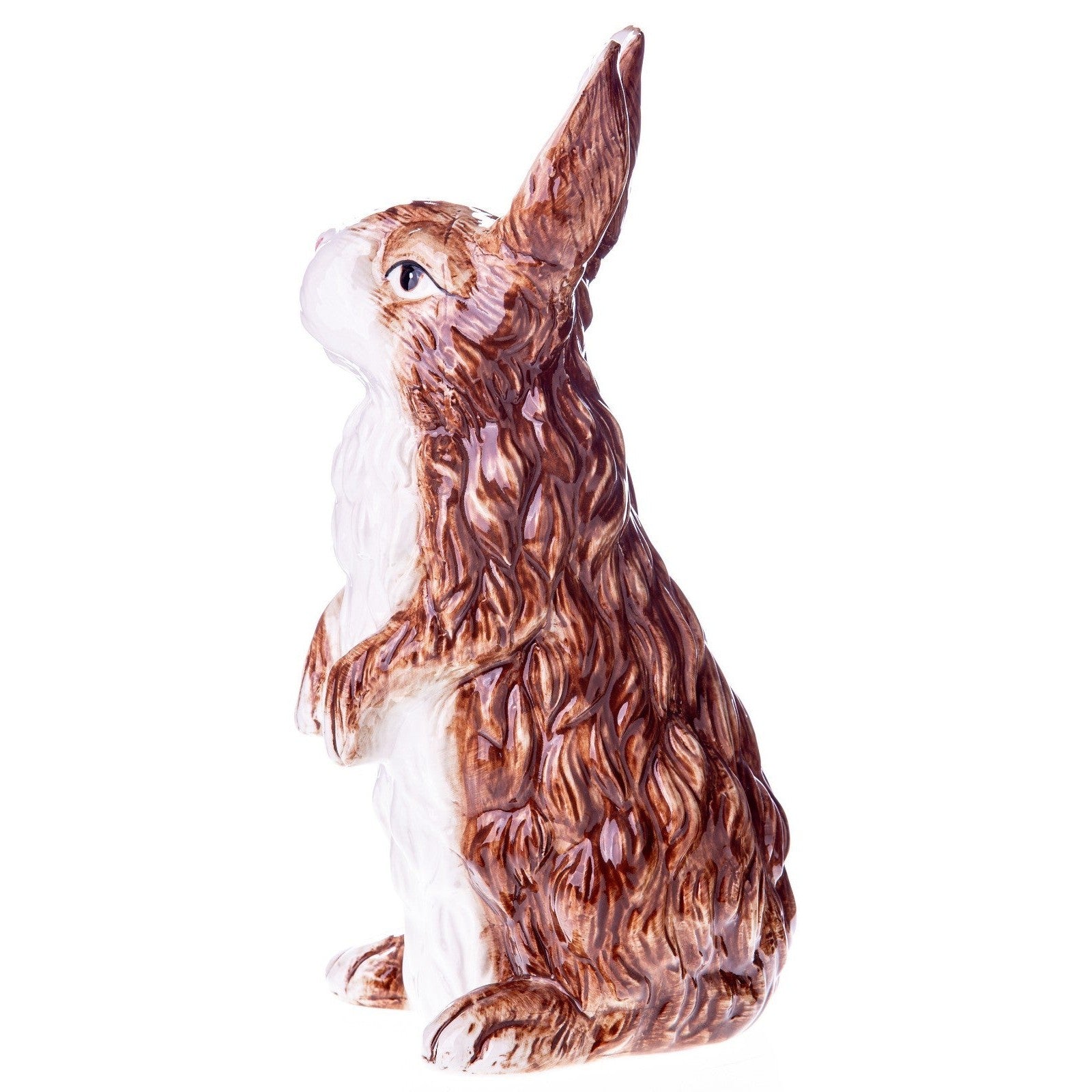 Brown & White Ceramic Bunny Figurine | Animal Sculptures